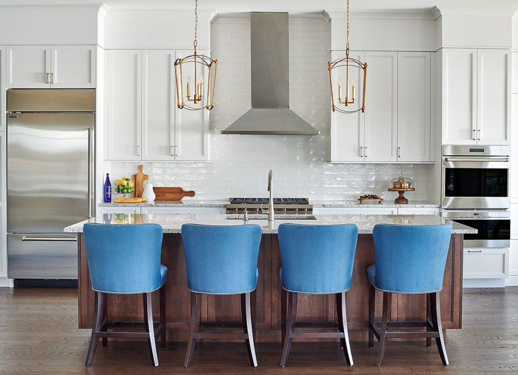 Task lighting in this custom coastal kitchen